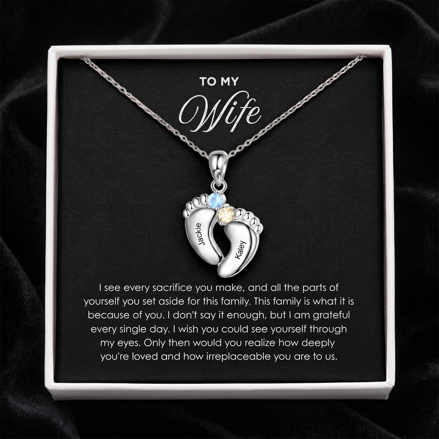 "Our Little Footprints" - Custom Name Baby Feet Necklace