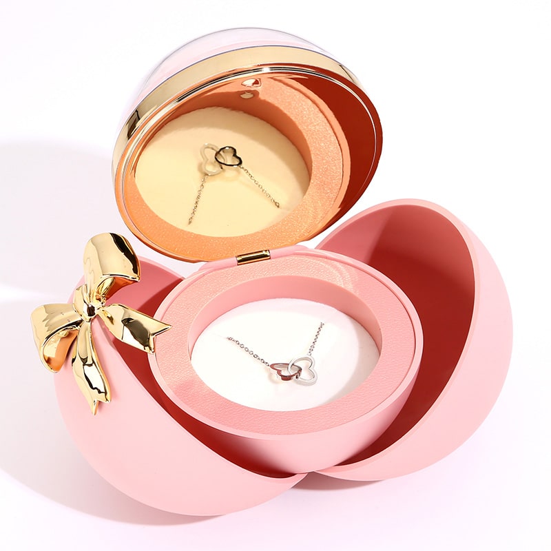 Eternal Rose Box - Engraved Double Heart Necklace