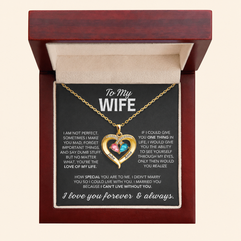 To My Wife – Birthstone Heart Necklace