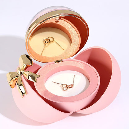 Eternal Rose Box - Engraved Double Heart Necklace