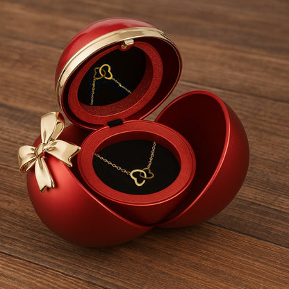 Eternal Rose Box - Engraved Double Heart Necklace