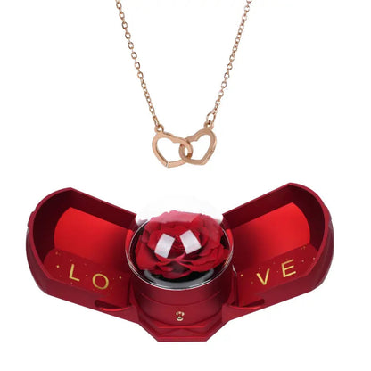 Eternal Rose Harmony Box with Engraved Necklace