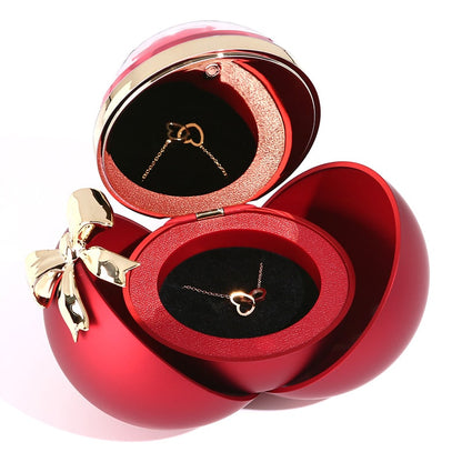 Eternal Rose Box - Engraved Double Heart Necklace