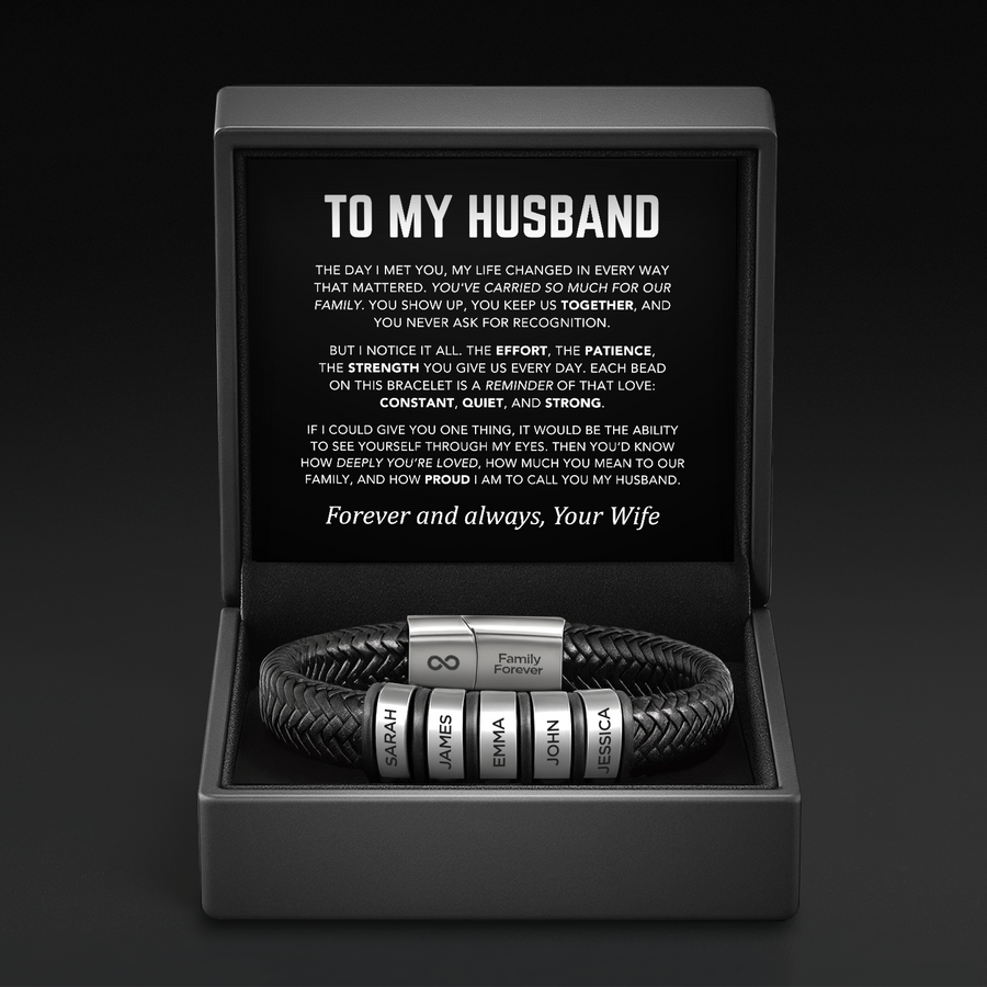 Family Forever - Personalized Leather Bracelet