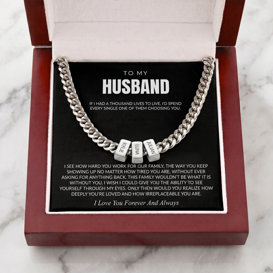Family Name Necklace - For the Man Who Holds Us Together