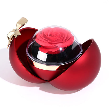 Eternal Rose Box - Engraved Double Heart Necklace