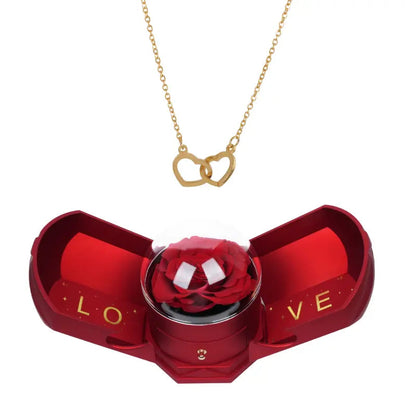 Eternal Rose Harmony Box with Engraved Necklace