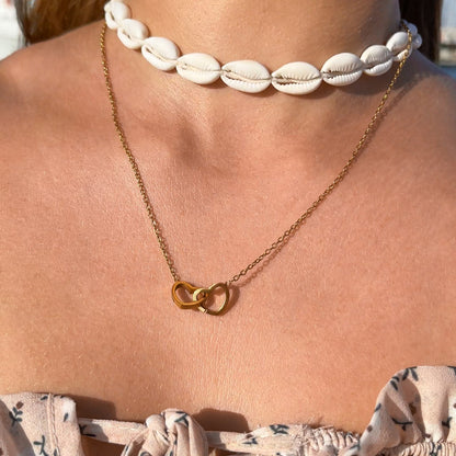 Eternal Rose Box - Engraved Double Heart Necklace