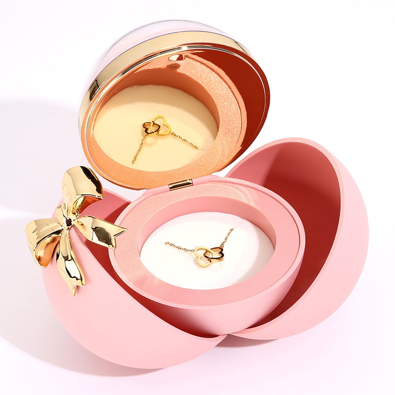 Eternal Rose Box - Engraved Double Heart Necklace