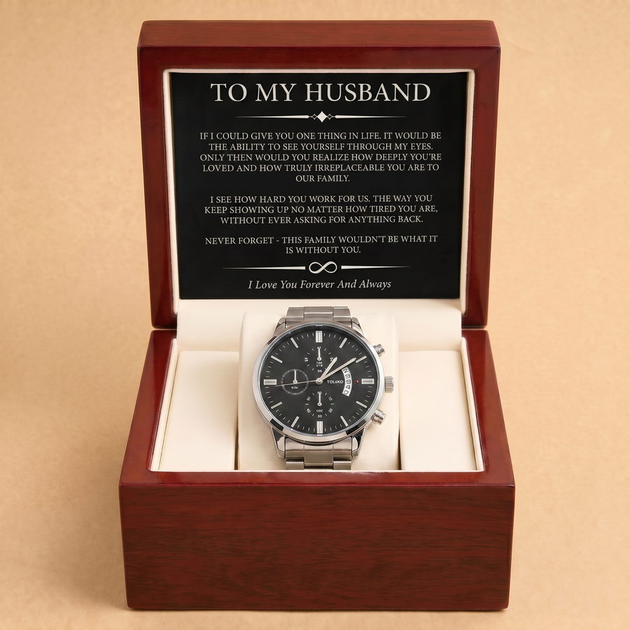 To My Husband - Engraved Stainless Steel Watch